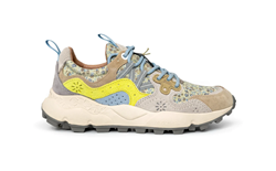 YAMANO 3 WMN Sneakers in suede nylon leo cream white yellow fluo